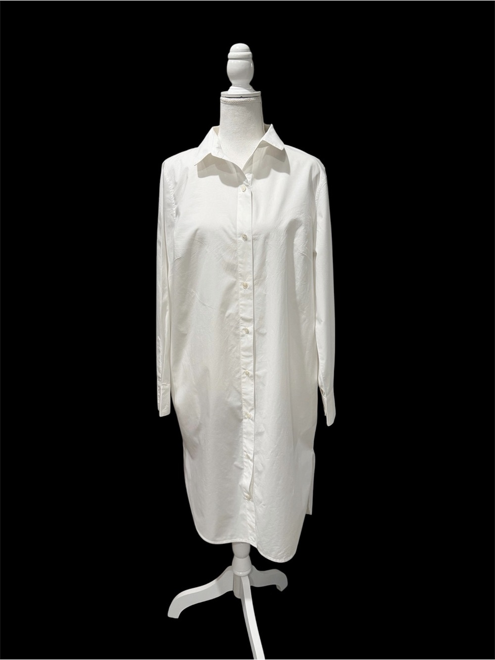 Women’s Frame Shirt White Button Down Shirt Dress Duster Size M